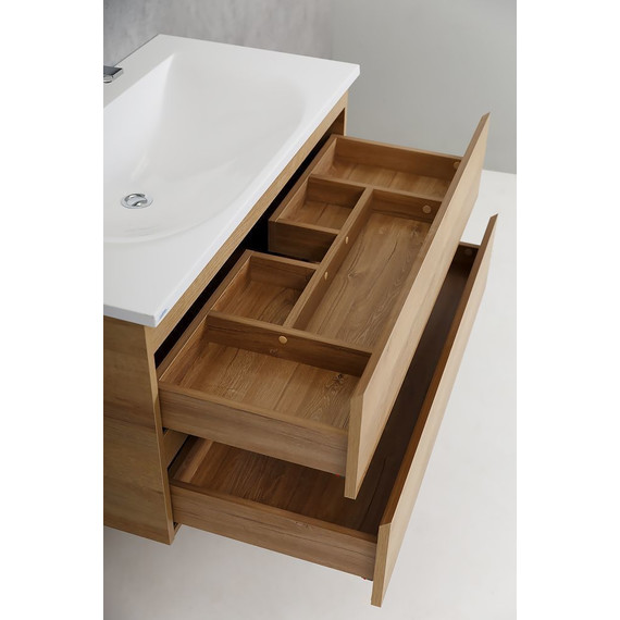 Тумба подвесная с раковиной Cezares MOLVENO-100-2C-SO-RRIV 100 см, Rovere Rivera - фото 5