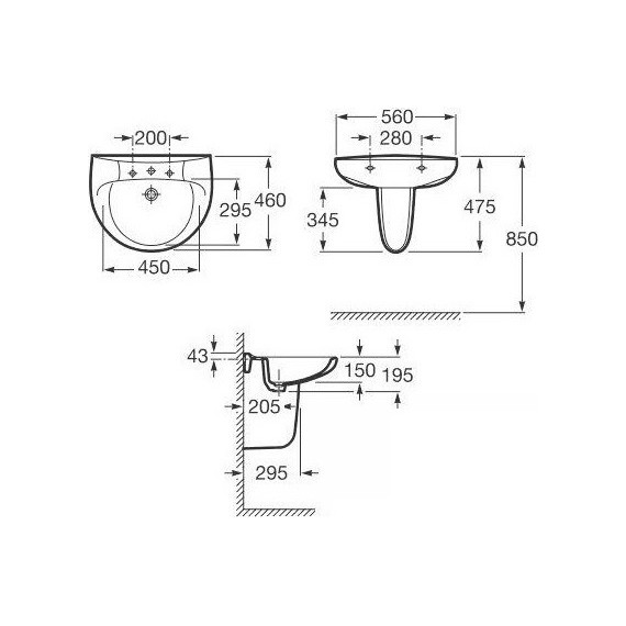 Раковина подвесная Roca Victoria 56 см 32739300Y - фото 10