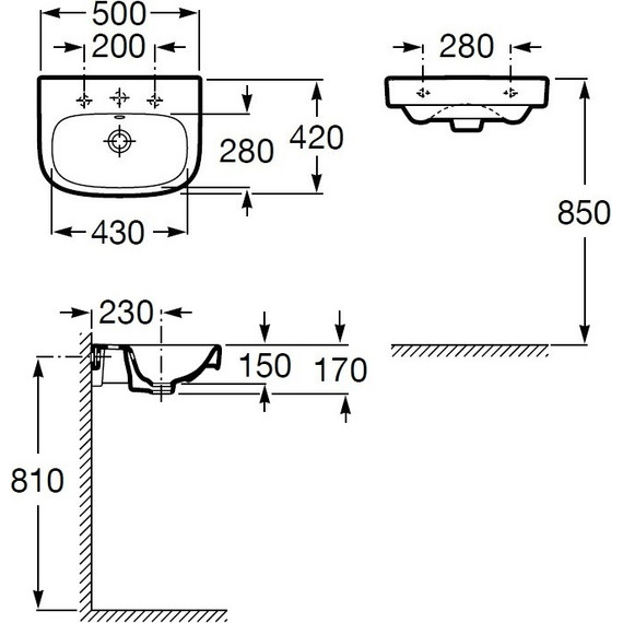 Раковина подвесная Roca Debba 50 см 32799600Y - фото 8
