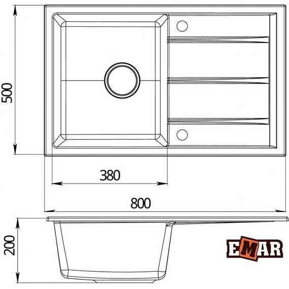 Кухонная мойка Emar EMQ-1800.Q, берилл, Цвет производителя: берилл - фото 2