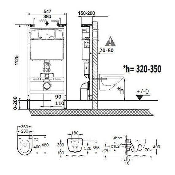 Инсталляция с подвесным унитазом Roca Meridian 48 893104110 - фото 6