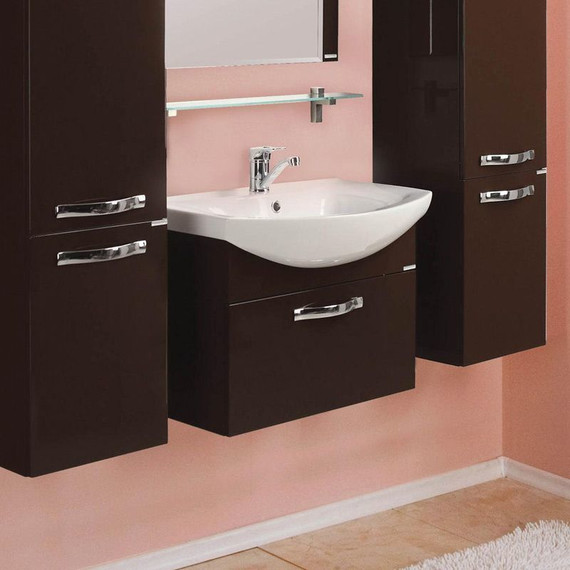 Тумба подвесная с раковиной Акватон Ария 65 см 1A1340K0AA430, коричневый - фото 3