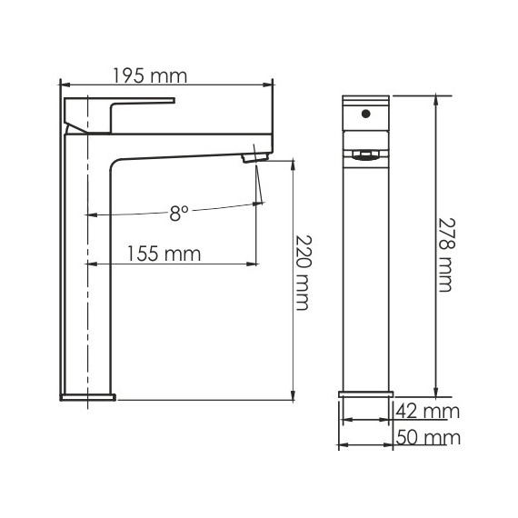 Смеситель для раковины высокий WasserKraft Abens 2003H, черный - фото 7