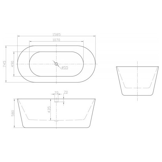 Ванна отдельностоящая BelBagno 160х75 см, Размер - мм: 1600х750 - фото 5