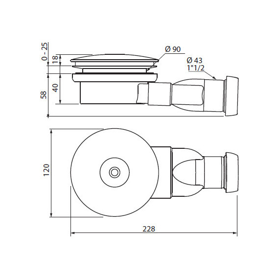 Сифон для душевого поддона Cezares CZR-03-90 - фото, картинка 2 Сифон для душевого поддона Cezares CZR-03-90 - фото 2