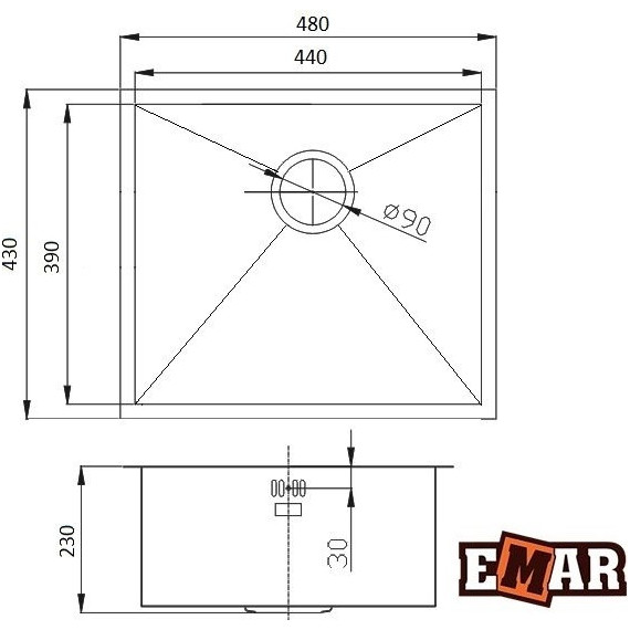 Кухонная мойка Emar EMB-114 1,2 мм, чёрный, Цвет производителя: чёрный - фото 2