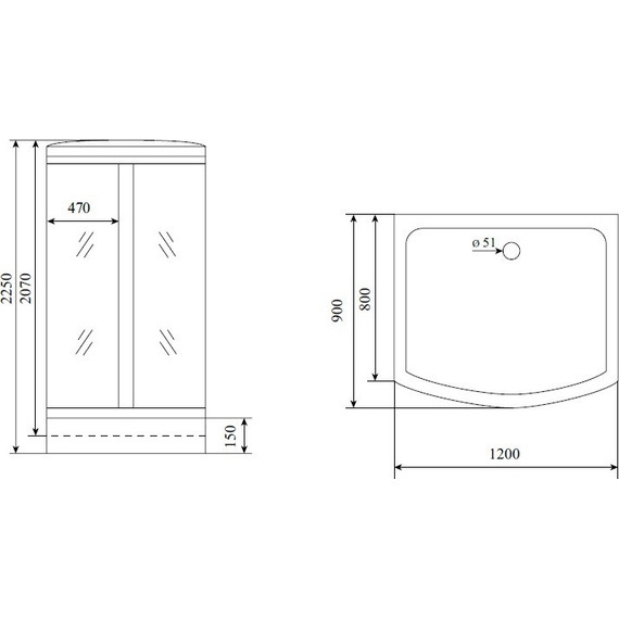 Душевая кабина Timo Lux T-7715 P 120х90 см, хром/прозрачное - фото 2