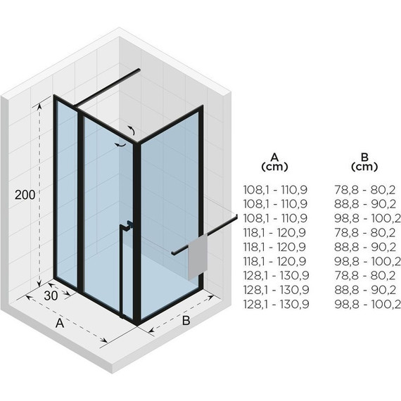 Душевое ограждение Riho Lucid GD203 130х80 см G005022121 с кронштейном в комплекте, черный/прозрачное - фото 3