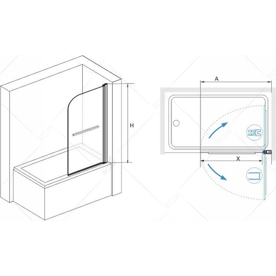 Шторка для ванны RGW SC-15 80 см 06111508-11 (стекло 8 мм), хром/прозрачное - фото 2