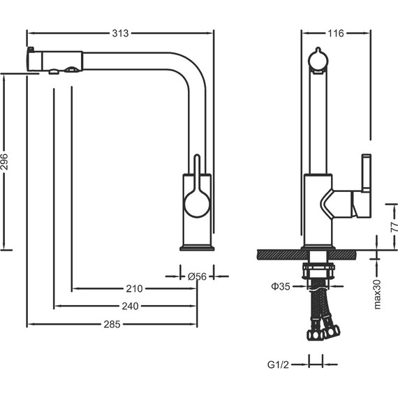 Смеситель для кухни Timo Hette 1026/02F, антик - фото 2