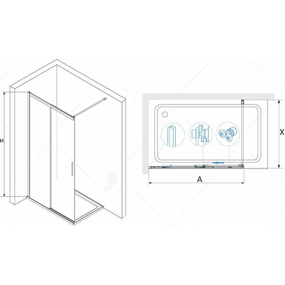 Душевая перегородка RGW WA-13B 140х195 см 34101314-14 с кронштейном в комплекте, черный/прозрачное - фото 7