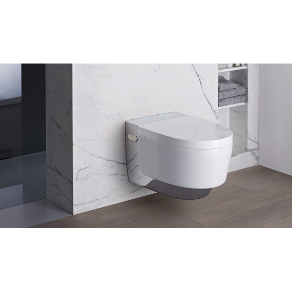 Унитаз-биде подвесной безободковый импульсный Geberit AquaClean Mera Comfort 146.214.21.1 с крышкой микролифт, белый/хром - фото, картинка 10 Унитаз-биде подвесной безободковый импульсный Geberit AquaClean Mera Comfort 146.214.21.1 с крышкой микролифт, белый/хром - фото 10