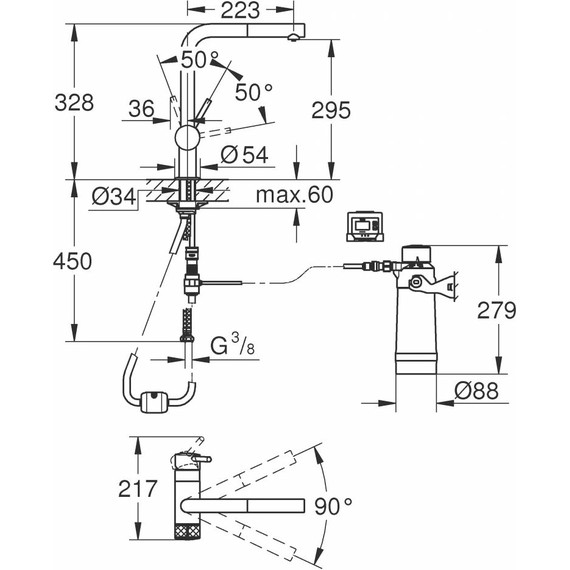 Смеситель для кухни Grohe Blue Pure Minta с функцией фильтрации 30382DC0, суперсталь - фото 2