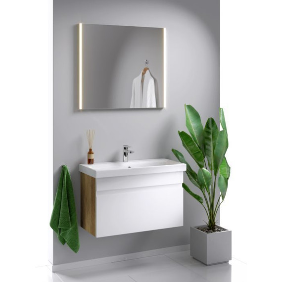 Тумба подвесная с раковиной Aqwella Smart 80 см SRT0108DB, дуб балтийский/белый - фото 6