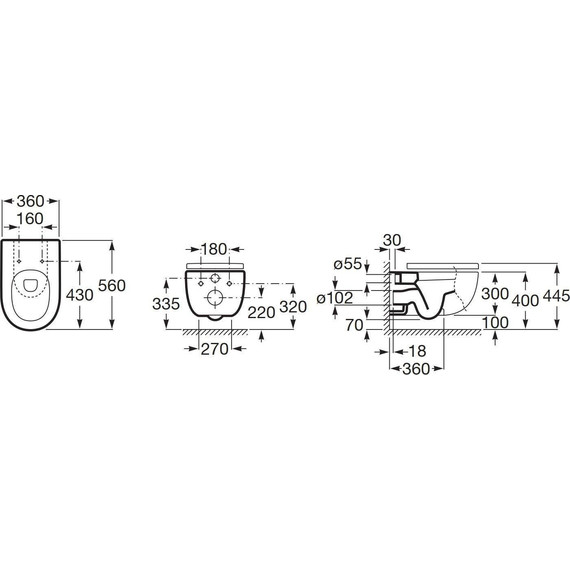 Унитаз подвесной безободковый Roca Meridian 734624L000 - фото, картинка 3 Унитаз подвесной безободковый Roca Meridian 734624L000 - фото 3