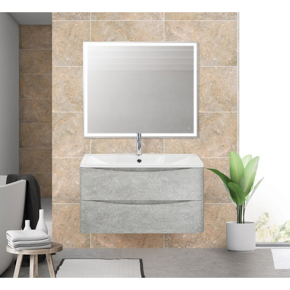 Тумба подвесная с раковиной BelBagno ACQUA-1000-2C-SO-CVG 100 см, Cemento Verona Grigio, Цвет фасада: Cemento Verona Grigio - фото 2