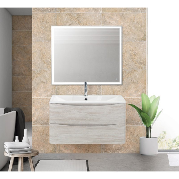 Тумба подвесная с раковиной BelBagno ACQUA-1000-2C-SO-RVB 100 см, Rovere Vintage Bianco, Цвет фасада: Rovere Vintage Bianco - фото, картинка 2 Тумба подвесная с раковиной BelBagno ACQUA-1000-2C-SO-RVB 100 см, Rovere Vintage Bianco, Цвет фасада: Rovere Vintage Bianco - фото 2