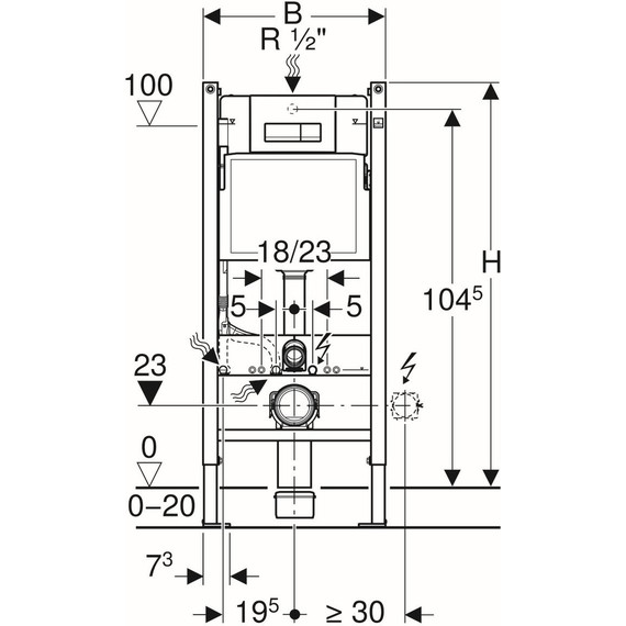 Инсталляция для подвесного унитаза Geberit Duofix Платтенбау 458.125.11.1 4 в 1 - фото 2