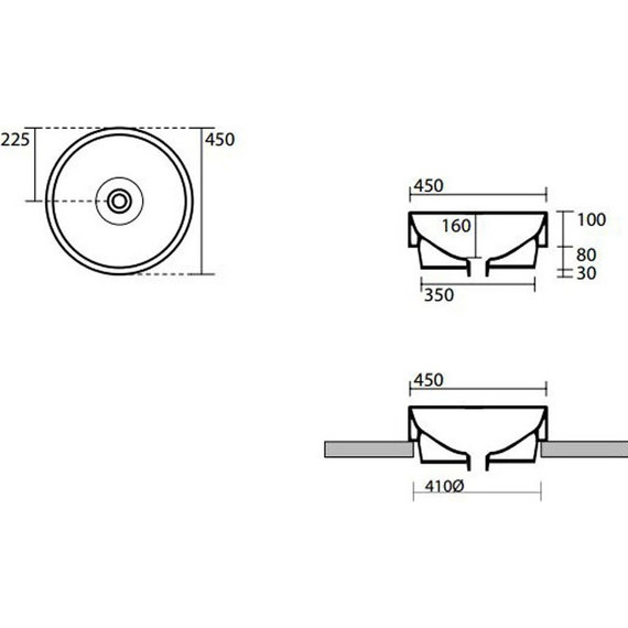 Раковина врезная на столешницу Kerasan Cento 45 см 355701 - фото 3