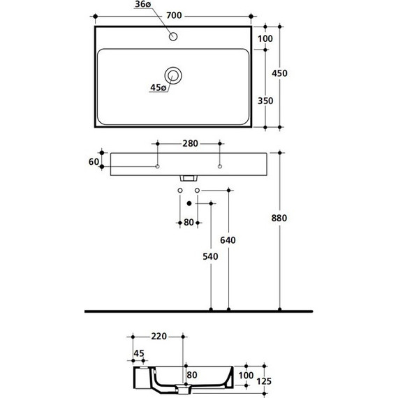 Раковина подвесная Kerasan Cento 70 см 353201*1 - фото 2