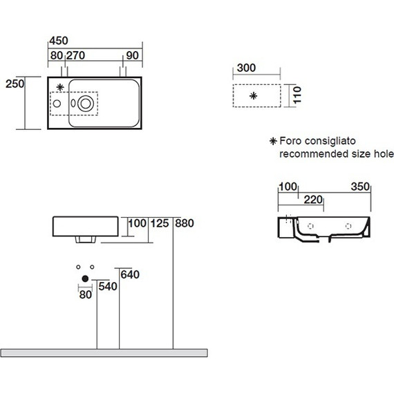 Раковина подвесная Kerasan Cento 45 см 353701L*1 - фото 2