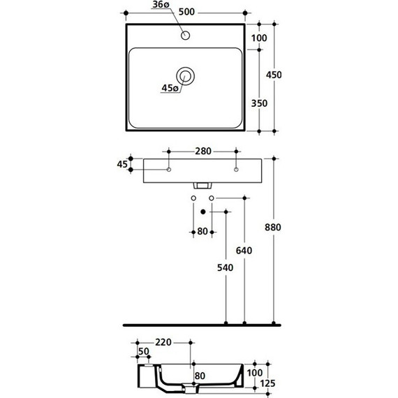 Раковина подвесная Kerasan Cento 50 см 353001*1 - фото 3