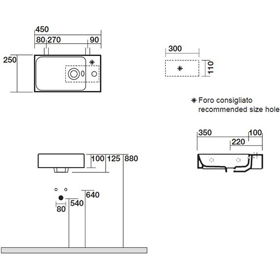 Раковина подвесная Kerasan Cento 45 см 353701R*1 - фото 2