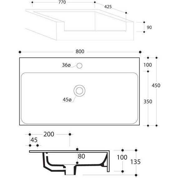 Раковина врезная на столешницу Kerasan Cento 70 см 354801*1 - фото 2