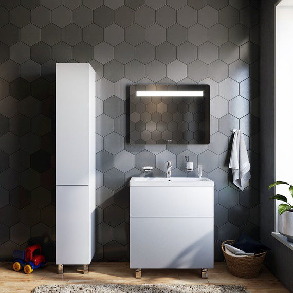 Тумба напольная с раковиной AM.PM Gem 75 см M90FSX07522WG32, белый, Цвет фасада: белый - фото, картинка 3 Тумба напольная с раковиной AM.PM Gem 75 см M90FSX07522WG32, белый, Цвет фасада: белый - фото 3