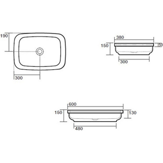 Раковина врезная на столешницу Kerasan Tribeca 60 см 514375*0, borgogna matt - фото 3