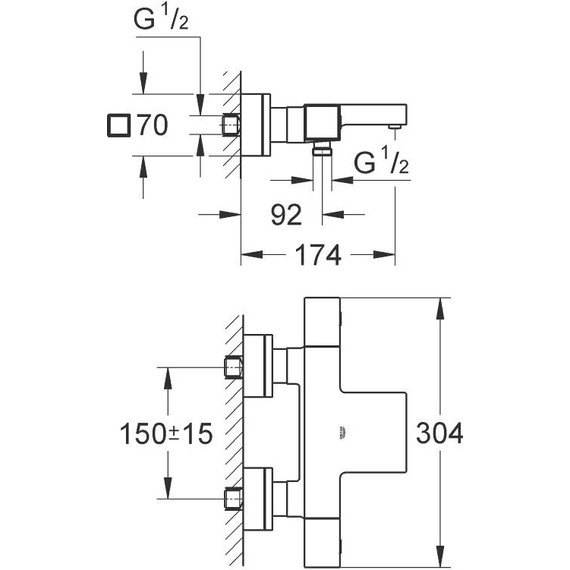 Смеситель для ванны с термостатом Grohe Grohtherm Cube 34497000 - фото, картинка 7 Смеситель для ванны с термостатом Grohe Grohtherm Cube 34497000 - фото 7