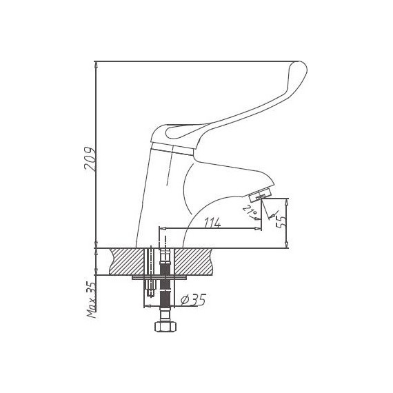 Смеситель для раковины с локтевой (хирургической) ручкой Haiba HB1054 - фото, картинка 2 Смеситель для раковины с локтевой (хирургической) ручкой Haiba HB1054 - фото 2