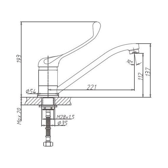Смеситель для кухни с локтевой (хирургической) ручкой Haiba HB4954 - фото 2