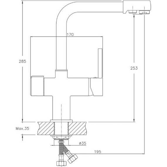 Смеситель для кухни Haiba HB70088-9, бежевый - фото, картинка 2 Смеситель для кухни Haiba HB70088-9, бежевый - фото 2
