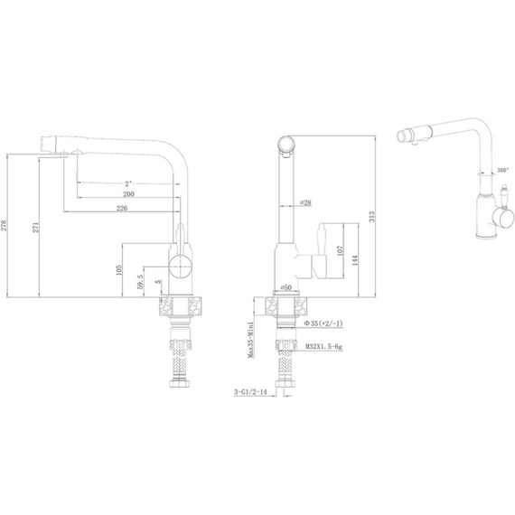 Смеситель для кухни Haiba HB70301, цвет нержавеющая сталь - фото 2