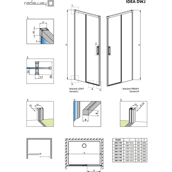 Душевая дверь Radaway Idea Black DWJ 100 см 387014-54-01L, черный/прозрачное - фото 9