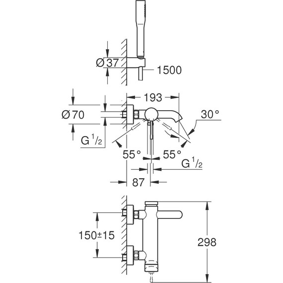 Смеситель для ванны Grohe Essence 33628001 - фото, картинка 4 Смеситель для ванны Grohe Essence 33628001 - фото 4