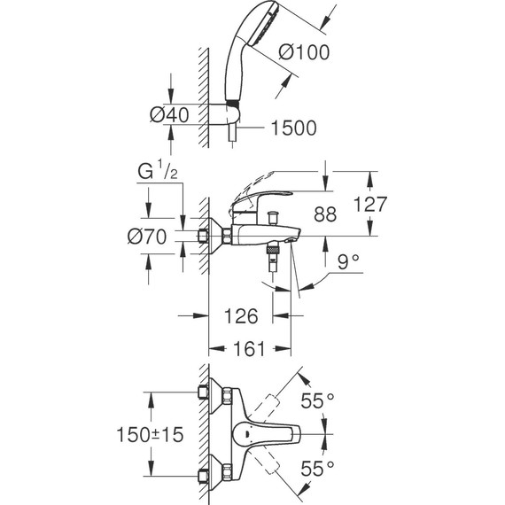 Смеситель для ванны Grohe Eurosmart New 3330220A - фото, картинка 4 Смеситель для ванны Grohe Eurosmart New 3330220A - фото 4