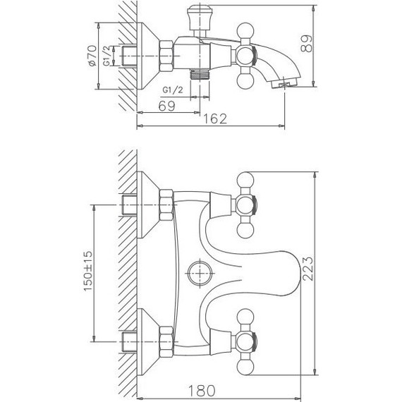 Смеситель для ванны Haiba HB3119-4, бронза - фото 3