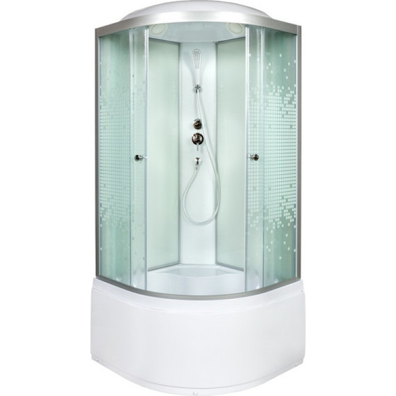 Душевая кабина Deto L910 100х100 см, хром/узор (безсиликоновая сборка) - фото 