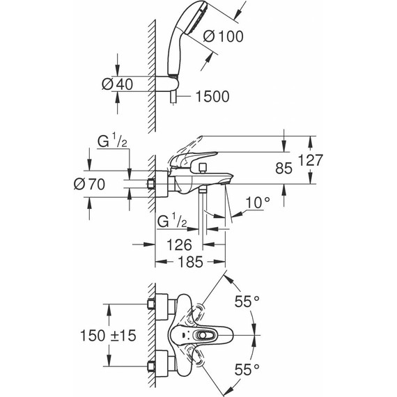 Смеситель для ванны Grohe Eurostyle New 3359230A - фото 2