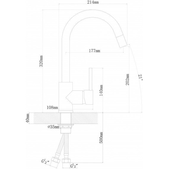 Смеситель для кухни Florentina Альфа FL 313.01H.1123.107, песочный, Цвет производителя: песочный - фото 3
