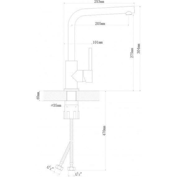 Смеситель для кухни Florentina Дельта FL 313.06H.1123.102, чёрный, Цвет производителя: чёрный - фото 3