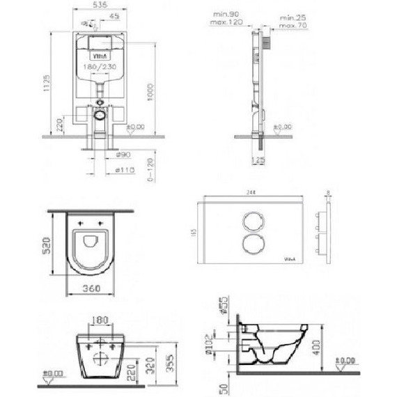 Унитаз подвесной с инсталляцией Vitra S50 5 в 1 9003B003-7200 - фото 2
