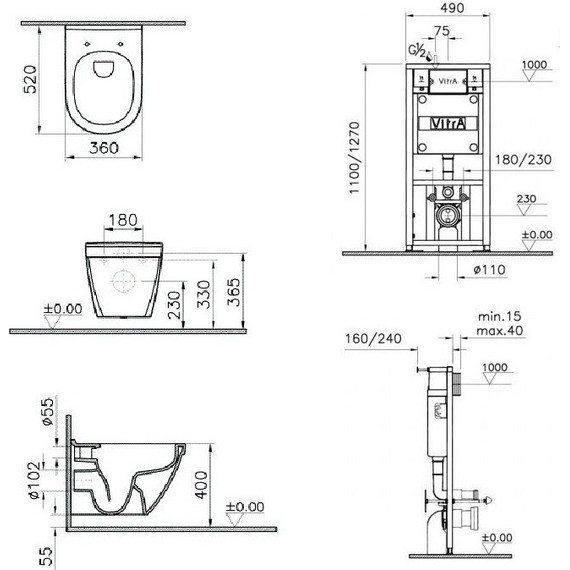 Инсталляция с подвесным унитазом Vitra S50 5 в 1 9003B003-7201 - фото 4