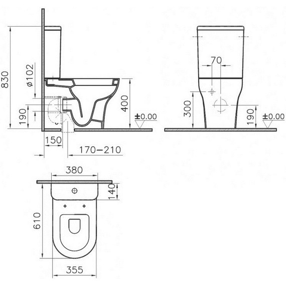 Унитаз приставной Vitra Zentrum 9012B003-7202 с крышкой микролифт - фото, картинка 3 Унитаз приставной Vitra Zentrum 9012B003-7202 с крышкой микролифт - фото 3