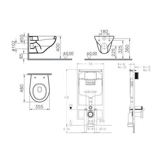 Унитаз подвесной с инсталляцией Vitra NORMUS 9773B003-7200 5 в 1 - фото, картинка 4 Унитаз подвесной с инсталляцией Vitra NORMUS 9773B003-7200 5 в 1 - фото 4