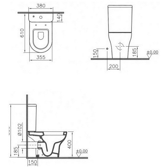 Унитаз приставной Vitra Zentrum Rim-Ex 9824B003-7207 с крышкой микролифт - фото 6