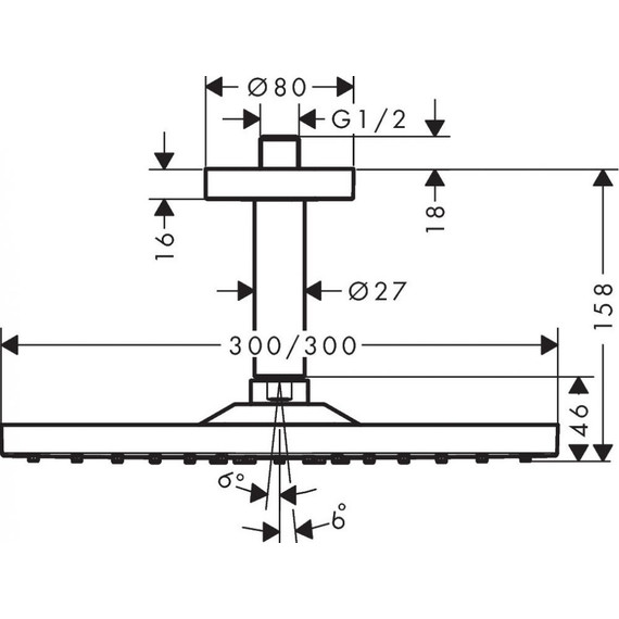 Верхний душ Hansgrohe Raindance E 300 1jet 26250670, латунь, черный - фото 2
