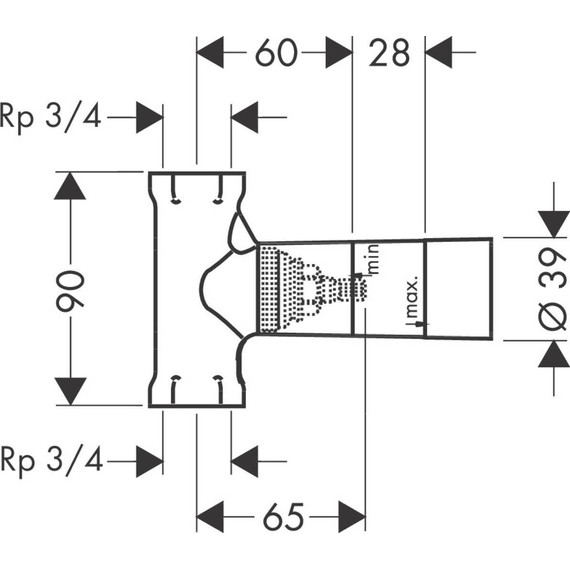 Скрытая часть запорного вентиля Hansgrohe 130 л/мин 15970180, шпиндельная - фото 2